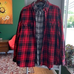 2 !Faded Glory Flannel Button Down Dress Shirt